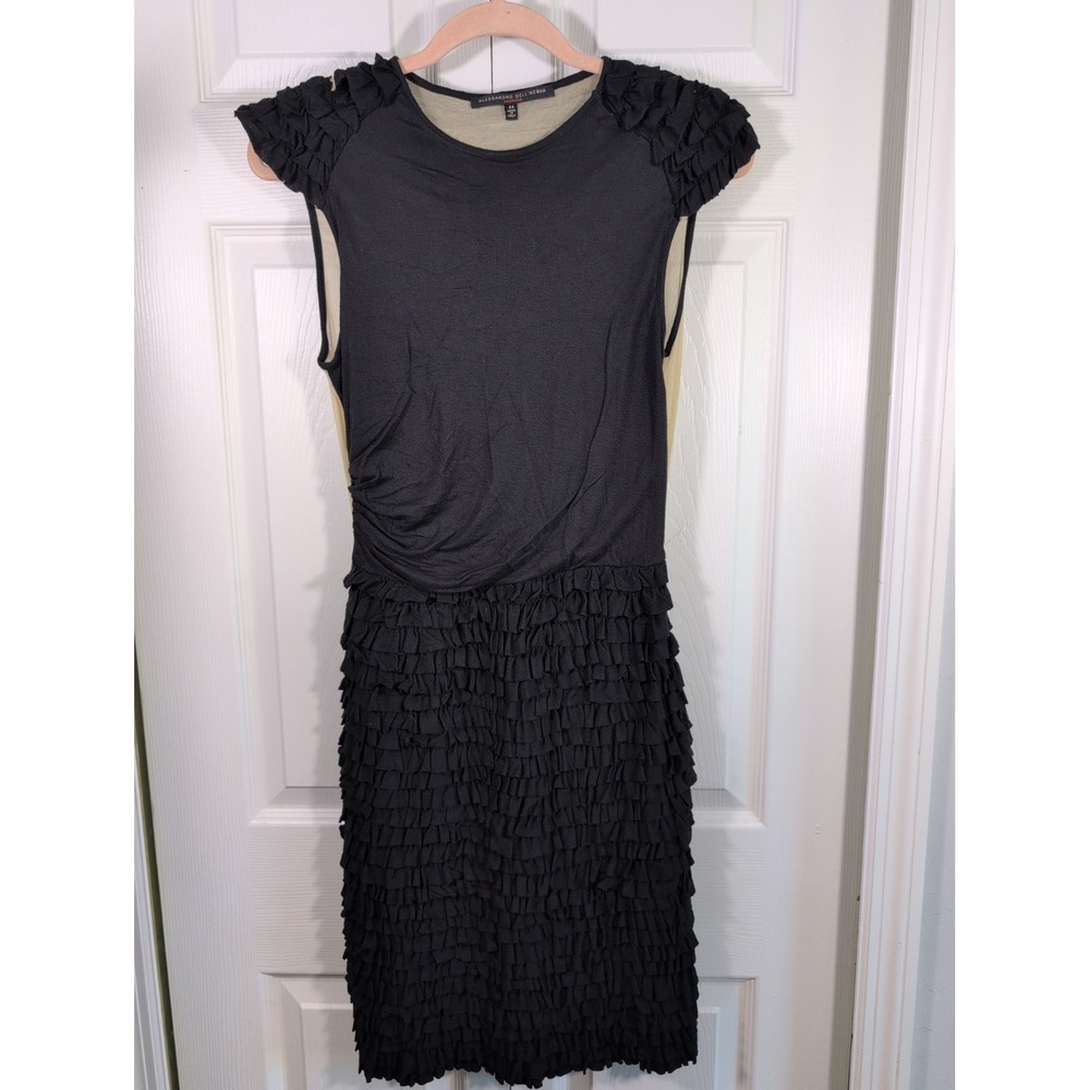 Alessandro Dell'Acqua Dress Black Sheer Back Midi Size It 44 Italy